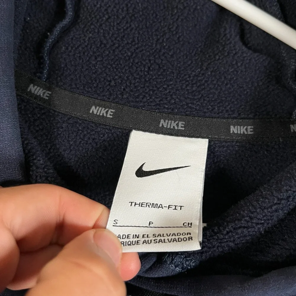Nike Therma-Fit Navy Blue Drawstring Hoodie Athletic Sweater Men's‎ Size Small